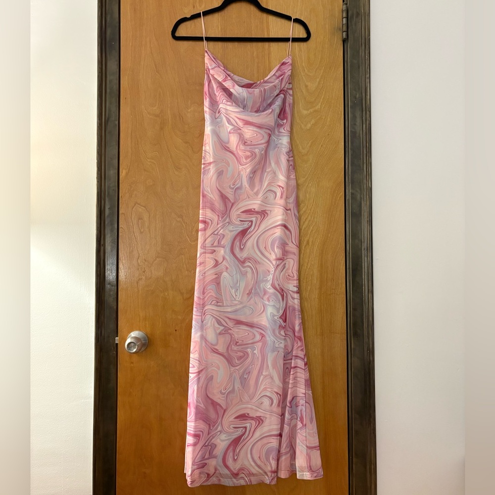 She and Sky Pink Swirl Maxi Dress